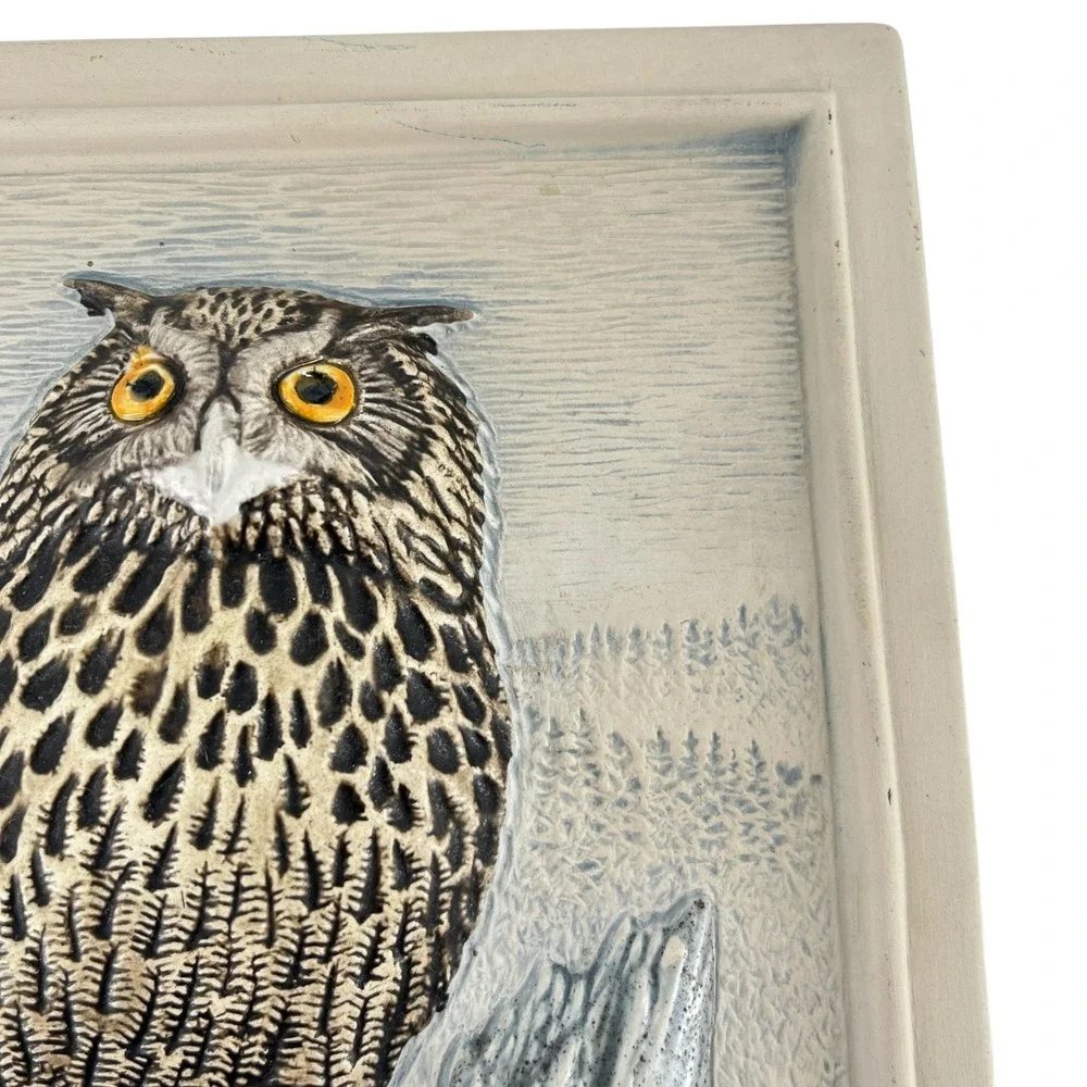 Jie Gantofta Sweden Ceramic Owl Wall Plaque WWF Staffan Johnson Berguv 2715